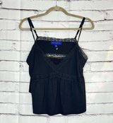 Aeropostale Black Crop Top Camisole Spaghetti Straps Lace SZ XL Flowy V-Neck Photo 0