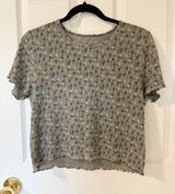 American Eagle Outfitters Crop Top Women XL Green Floral Round Neck Pullover Photo 0