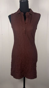 Anthropologie sleeveless textured mini shirt dress brown NWT Liner Collared Xs Photo 0