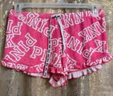 PINK Victorias Secret Hot Pink White Ruffle Pajama Lounge Shorts Small Photo 0
