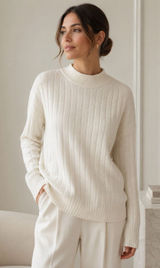 Banana Republic Womens Ivory Ribbed Roll Neck Sweater Merino Wool Cashmere Small Photo 0