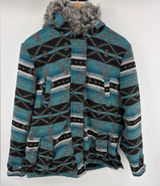 Outback Trading Co women’s Myra Aztec print faux fur lined hooded jacket sz L Photo 0