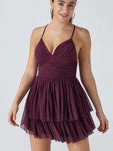 NWOT Halara Red Lace Up Mesh Layered Mini Dress Photo 0