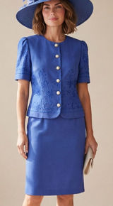 Vintage 80s -90s Chelsea LTD Royal blueblouse skirt set church dress Photo 0