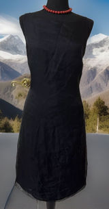 VTG 90s CASUAL Corner Old Stock Black Floral Silk Sleeveless Sheath Dress- Sz12‎ Photo 0