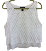 Banana Republic Womens White Lace Eyelet Sleeveless Tiered Shell Top Large Photo 0