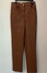 Artizia Wilfred The Melina Vegan Leather Pants Cognac Brown Womens Size 0 Photo 0