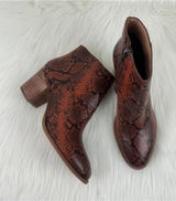NWOB Madewell The Rosie Snake Embossed Leather Ankle Boots US 8.5 Dark Cinnabar Photo 0