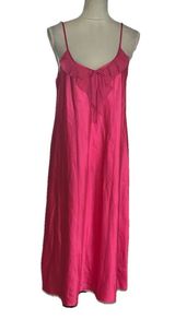 Women’s Pink Lingerie Slip Dress Nightgown Ruffles Chemise Sz L Romantic Photo 0