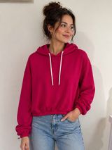 DayBreak Pink Cropped Hoodie Large Barbiecore Loungewear‎ Sporty Chic Streetwear Photo 0