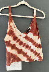 Forever 21 Vintage Y2k Tie‎ Dye Knit V-Neck Tank Top Terracotta Cream Size S Photo 0