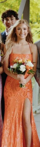 Windsor Orange Sequin Prom Dress Photo 0