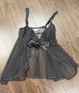 Victoria's Secret Black Mesh & Satin Bow Babydoll top - Size Large Photo 0