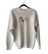 Vintage Santa Sweatshirt "Ho! Ho! Ho!" Ugly Christmas Sweater XL White READ Photo 0
