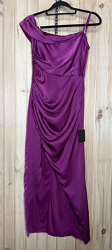 NWT Lulus Showing Off a Little Magenta Asymmetrical Tulip Midi Dress Holiday XS Photo 0