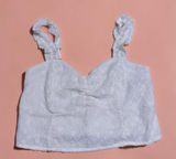 Abercrombie & Fitch White Eyelet Ruffle Strap Smocked Crop Top Size L Photo 0