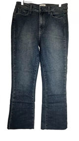 PAIGE Jeans Colette Crop Flare Blue Distressed Bottom Faded Size 30 Pre-owned Photo 0