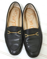 Sam Edelman Loraine Black Leather Horsebit Loafers Gold Hardware Flat Shoes Photo 0