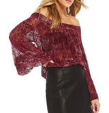 Free People Ginger Berry Velvet Off The Shoulder Top Photo 0