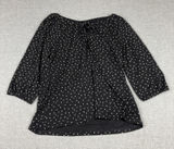 Garnet Hill Blouse Womens XS Black Off Shoulder 3/4 Sleeve Polka Dot Jersey Top Photo 0