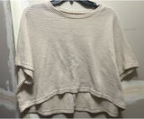Cropped Waffle Knit Tee Tan Size M Photo 0