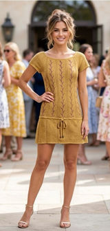 Bloomingdales Dolce Vita Women’s Metallic Golden Knit Short Sleeve Tunic Size L Photo 0
