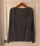 Large Abercrombie & Fitch Soft Matte Grey Square Neck Long Sleeve Shirt Photo 0