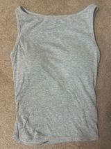 Klassy Network Heather Gray Ribbed Scoop Tank Photo 0