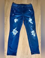 NWOT plus ladies Judy Blue distressed dark wash denim skinny boyfriend fit 15/32 Photo 0