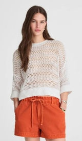 Madewell Sweater Womens XL‎ White Relaxed Open Stitch Sweater Tee Cropped NV254 Photo 0
