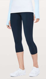 Lululemon Fast & Free Crop II Nulux 19” True‎ Navy Running Leggings Size 10 Photo 0