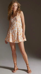 Anthropologie Maeve Floral Sweetheart Mini Dress criss-cross back, size XL Photo 0
