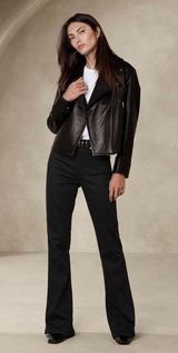 NWT! Banana Republic Black High Rise Flare Soft Sculpt Jean 33 Long Tall Girl Photo 0