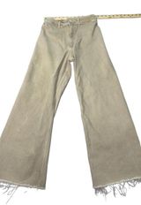 Zara Wide Leg Jeans Size USA 8 Khaki Frayed Hem Photo 0