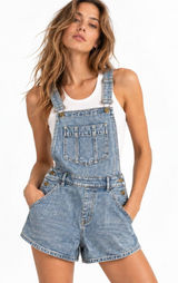 Anthropologie Pilcro Denim Short Overalls Small Light Wash Bib Shortalls Boho Photo 0