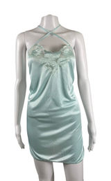 Vintage Y2K Style Mint Green Fairy Satin Lace Slip Dress Romantic Photo 0