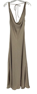 Zara Women S Beige Satin Cowl Neck Halter Midi‎ Dress Neutral Minimalist Photo 0