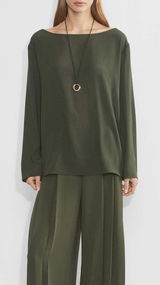 Aritzia Babaton Sophos Dark Olive Green Long Sleeve Blouse Top M Photo 0