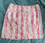Lilly Pulitzer 100% Cotton Pink and White Mini Skirt Size 6 Photo 0