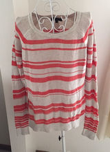 Sanctuary Striped Open Knit Sweater Size Large Cream Orange Photo 0