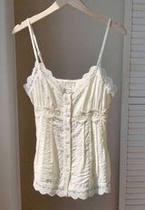 Lace Cream Cami Button Up Y2K Spaghetti Strap Corset  Photo 0