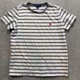 Ralph Lauren Striped T-Shirt Medium Grey White Pink Pony Short Sleeve Cotton‎ Photo 0
