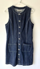 Abercrombie & Fitch Dark Denim Mini Dress Button Front Adjustable Back Photo 0