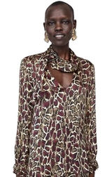 ZARA WMN'S Animal Print Shirt Flowy V-neck Top Blouse S NWOT Photo 0