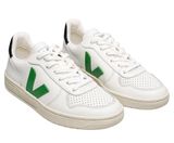 Veja V10 Sneakers Leather Lace Up Low Top Logo Round Toe White Emeraude 9 Photo 0