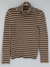 Maeve Anthropologie Sweater Large Fitted Stretch Plaid Cowl Neck Brown Black Photo 0