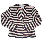 Cabi 5094 Cruise Striped Blazer Jacket 6‎ Navy Cream Red Gold Buttons Photo 0
