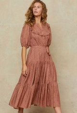 Christy Dawn Dress Emilia‎ Floral Midi Cotton Rooibos Harvest S EUC Photo 0