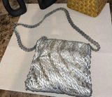 Vintage 1950’s Silver Beaded Purse Hand Beaded Made in Hong Kong Gorgeous bag Photo 0
