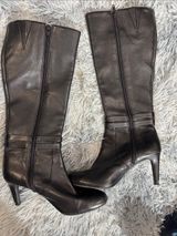 ANTONIO MELANI Black Leather Knee-High Heeled Boots Photo 0